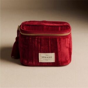Sezane Red Velvet Cosmetic Bag